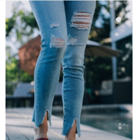 FRAME Denim Le Skinny de Jeanne Highgate Distressed Jeans size 28 - Picture 7 of 9